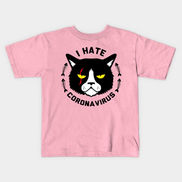 I Hate Everyone Cat Coronavirus Special Kids T-Shirt by VectorLance